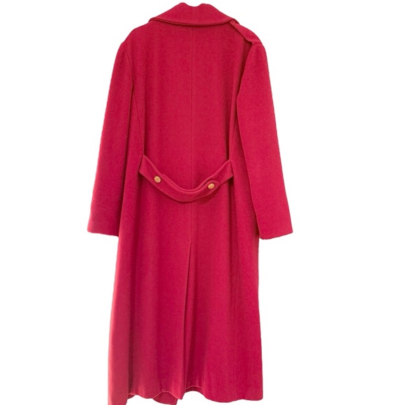 Red Wool Double-Breasted Military Style OverCoat with Large Gold Buttons XL - Picture 7 of 14